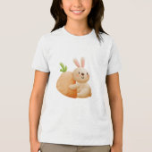 Cute Bunny Hugging Carrot トライブレンドＴシャツ (正面)