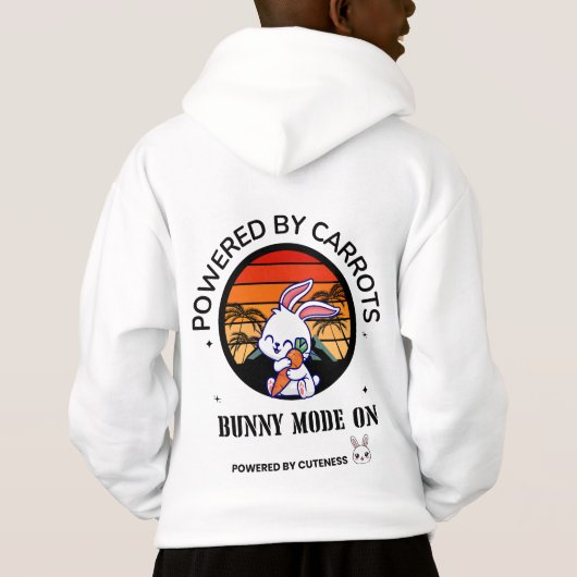 Cute Bunny Hugging Carrot Retro Sunset T-Shirt  (裏面)