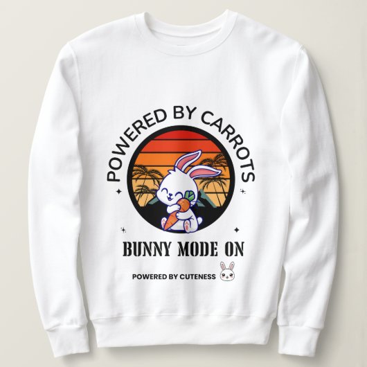 Cute Bunny Hugging Carrot Retro Sunset T-Shirt  スウェットシャツ (デザイン正面)