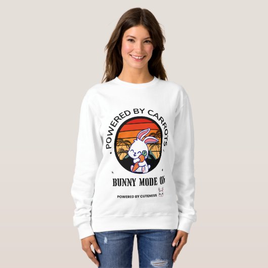 Cute Bunny Hugging Carrot Retro Sunset T-Shirt  スウェットシャツ (正面フル)
