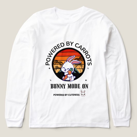 Cute Bunny Hugging Carrot Retro Sunset T-Shirt  トライブレンドＴシャツ (デザイン正面)