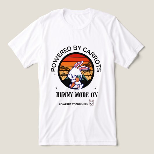Cute Bunny Hugging Carrot Retro Sunset T-Shirt  トライブレンドＴシャツ (デザイン正面)