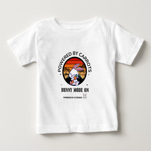 Cute Bunny Hugging Carrot Retro Sunset T-Shirt ベビーTシャツ (正面)