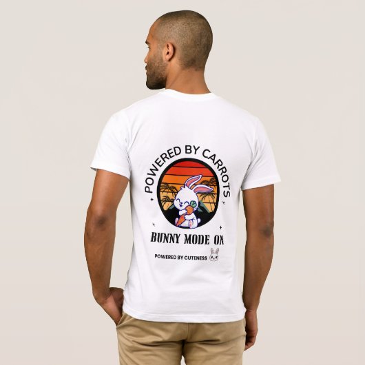 Cute Bunny Hugging Carrot Retro Sunset T-Shirt  Tシャツ (裏面フル)