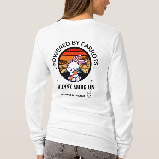 Cute Bunny Hugging Carrot Retro Sunset T-Shirt Tシャツ (裏面)