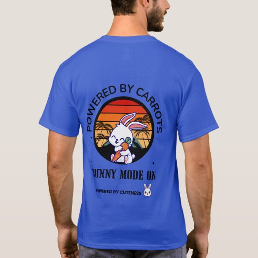 Cute Bunny Hugging Carrot Retro Sunset T-Shirt  Tシャツ (裏面)