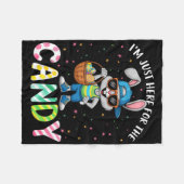 Cute Bunny I'm Just Here For Candy Funny Easter Da フリースブランケット (正面(横))