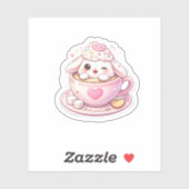 Cute Bunny in Coffee Cup Kawaii Sticker シール (シート)