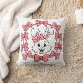 Cute Bunny in Pink Bow Wreath – Easter Coquette クッション (ブランケット)