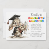 Cute Bunny Kindergarten Graduation Invitation 招待状 (正面)