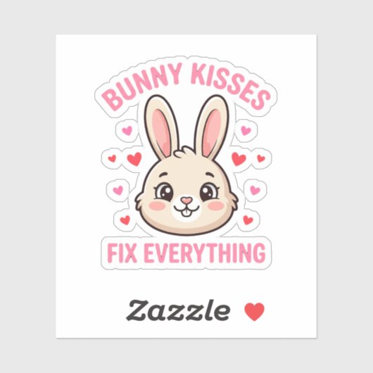 Cute Bunny Kisses Fix Everything Rabbit Lover シール (シート)