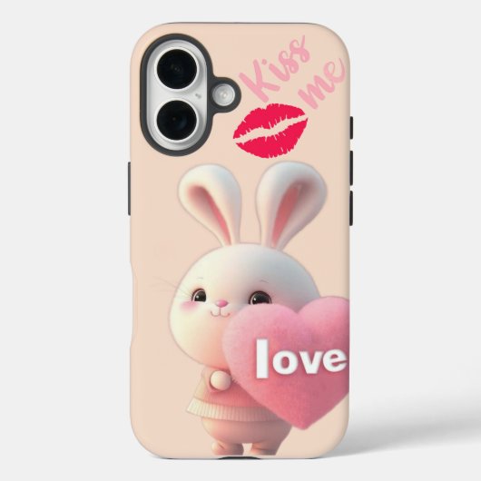 “Cute Bunny Love – Kiss Me  Case-Mate iPhone Case iPhoneケース (裏面)