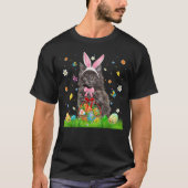 Cute Bunny Maine Coon Cat With Easter Egg Basket E Tシャツ (正面)