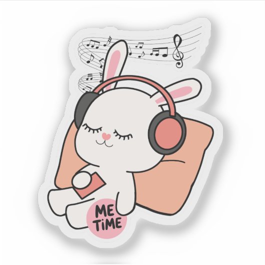 Cute Bunny “Me Time” Sticker  シール (正面)