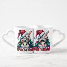 Cute Bunny Merry Christmas Couple Mug Set – Holida