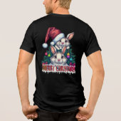 Cute Bunny Merry Christmas – Holiday Rabbit トライブレンドＴシャツ (裏面)