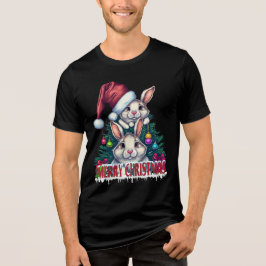 Cute Bunny Merry Christmas – Holiday Rabbit トライブレンドＴシャツ