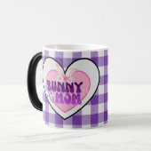 Cute Bunny Mom Coquette Purple Gingham Morphing Mu モーフィングマグカップ (正面左)
