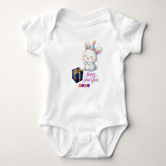 Cute Bunny New Year Baby Bodysuit – 2026 Celebrati ベビーボディスーツ