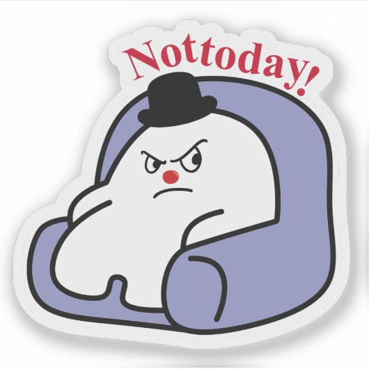 Cute Bunny “Not Today” Sticker | Mood & Relatable シール (正面)