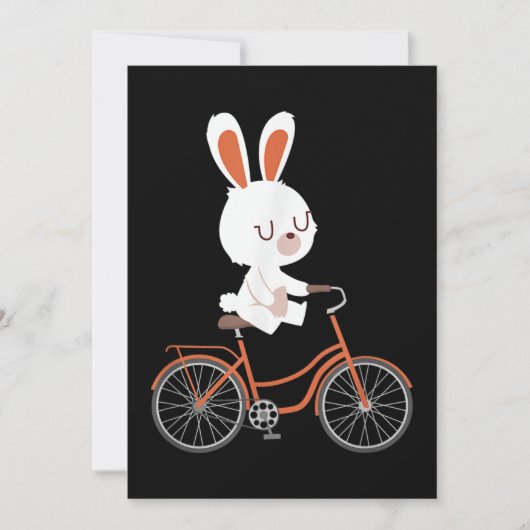 Cute Bunny On Bike Rabbit Cycling Bicycle Bunny 招待状 (正面)