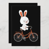Cute Bunny On Bike Rabbit Cycling Bicycle Bunny 招待状 (正面/裏面)