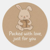 Cute Bunny Packed with Love Sticker ラウンドシール (正面)