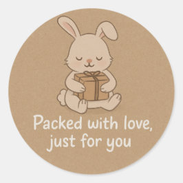 Cute Bunny Packed with Love Sticker ラウンドシール