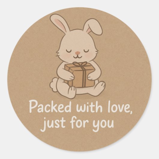 Cute Bunny Packed with Love Sticker ラウンドシール (正面)