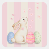 Cute Bunny Pastel Easter Square Sticker スクエアシール (正面)