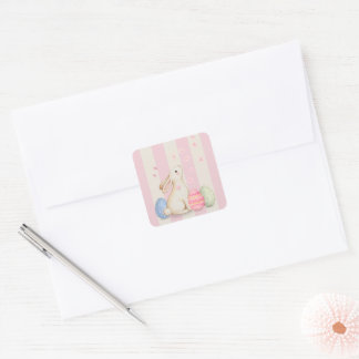 Cute Bunny Pastel Easter Square Sticker スクエアシール