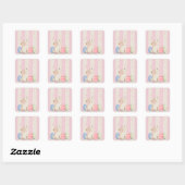 Cute Bunny Pastel Easter Square Sticker  スクエアシール (シート)