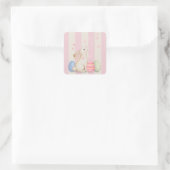Cute Bunny Pastel Easter Square Sticker  スクエアシール (バッグ)