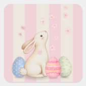 Cute Bunny Pastel Easter Square Sticker  スクエアシール (正面)