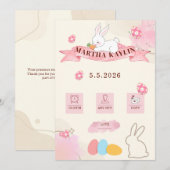 Cute Bunny Pastel Template Baby Shower 招待状 (正面/裏面)