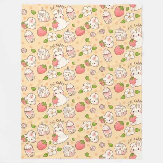 Cute Bunny Pattern フリースブランケット (正面)