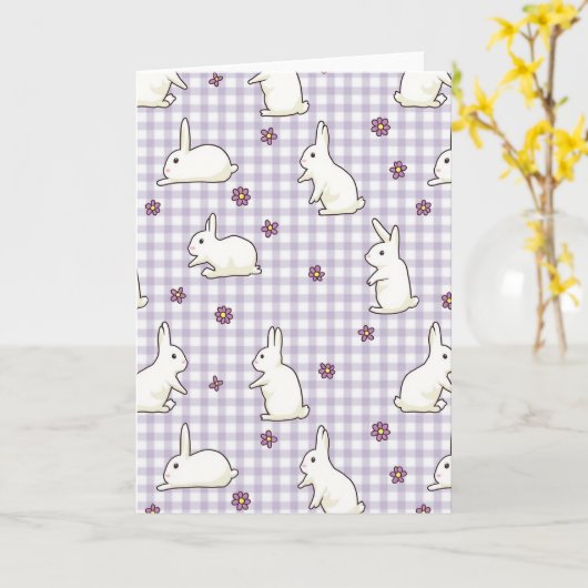 Cute Bunny Pattern Greeting Card カード (黄色い花)