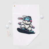 Cute Bunny Performing Snowboarding Trick Kids East ゴルフタオル (インサイチュ)