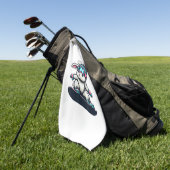 Cute Bunny Performing Snowboarding Trick Kids East ゴルフタオル (グリーン)