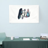 Cute Bunny Performing Snowboarding Trick Kids East 横断幕 (トレードショー)