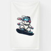 Cute Bunny Performing Snowboarding Trick Kids East 横断幕 (縦)