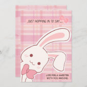 Cute Bunny Pink Greeting シーズンカード (正面/裏面)