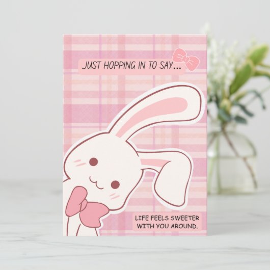 Cute Bunny Pink Greeting シーズンカード (スタンド正面)