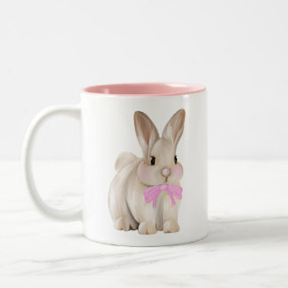 Cute Bunny Pink Mug ツートーンマグカップ