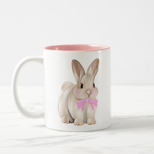 Cute Bunny Pink Mug ツートーンマグカップ (左)