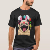 Cute Bunny Pug Dog Face Easter Eggs Easter Day Tシャツ (正面)