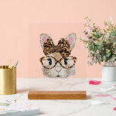 Cute Bunny Rabbit Face Leopard Coquette Bow Glasse アクリルサイン (ウェディング)