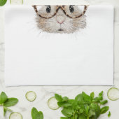 Cute Bunny Rabbit Face Leopard Coquette Bow Glasse キッチンタオル (折り畳み)