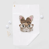 Cute Bunny Rabbit Face Leopard Coquette Bow Glasse ゴルフタオル (インサイチュ)