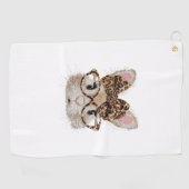Cute Bunny Rabbit Face Leopard Coquette Bow Glasse ゴルフタオル (横)